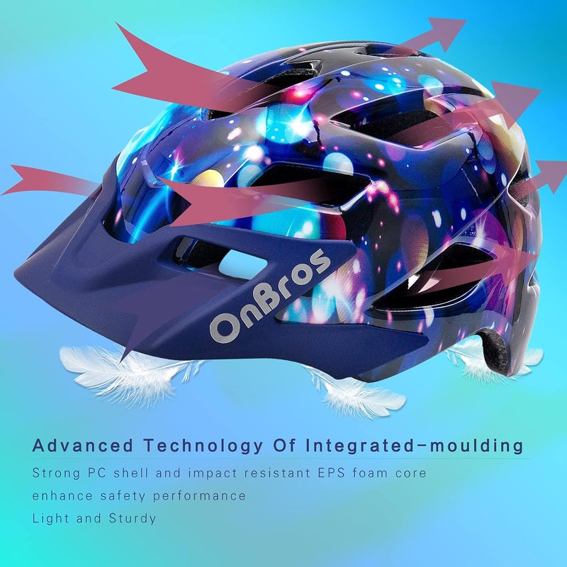 OnBros Kids Bike Helmet - Bike Helmets for 5-14 Boys or Girls with Visor, Children Bicycle Helmet for Skateboard Mountain Scooter Road Cycling, Lightweight and Adjustable 50-57CM - Image 3